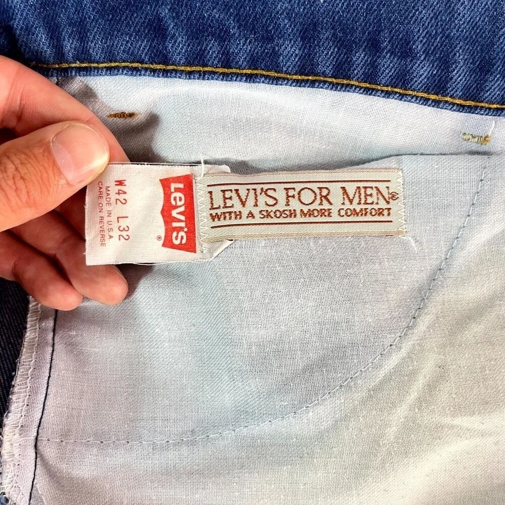 Vintage Levis For Men Skosh More Comfort Orange Tab Jeans Blue 42x32 Made in USA